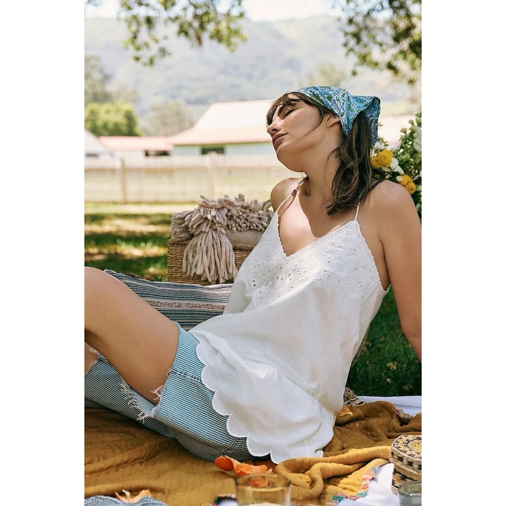 NWT Anthropologie Let Me Be Lace Peplum Tank Cottagecore Feminine Boho Size 2